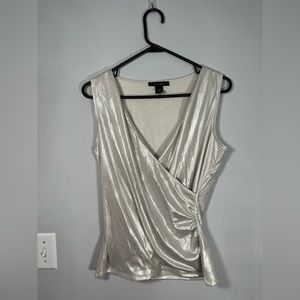 Vintage White House black market silver metallic shiny top size medium